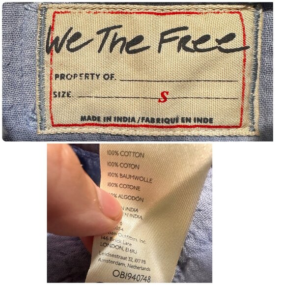 Free People Double Cloth Top Womens Small Blue Gauze Tunic Flowy Bohemian Beach - Picture 3 of 15